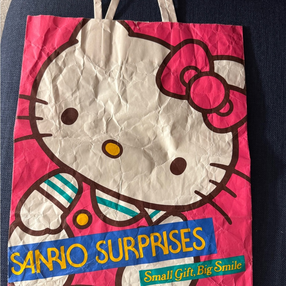 Sanrio Hello Kitty Bright Pink Gift Bag with Blue Accent